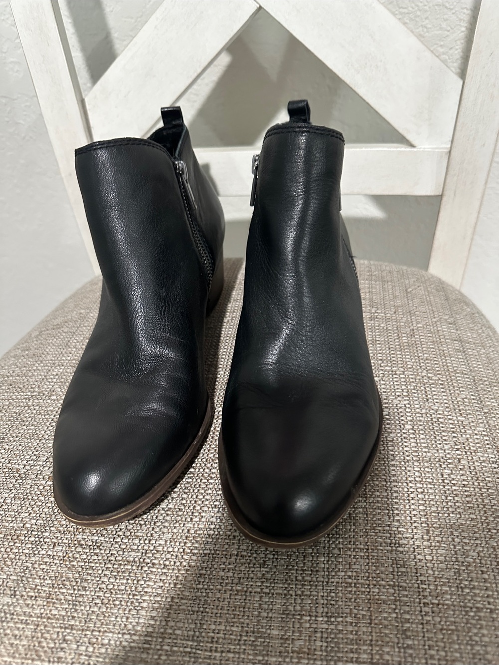 Lucky Brand Black Leather Ankle Booties with Side Zipper